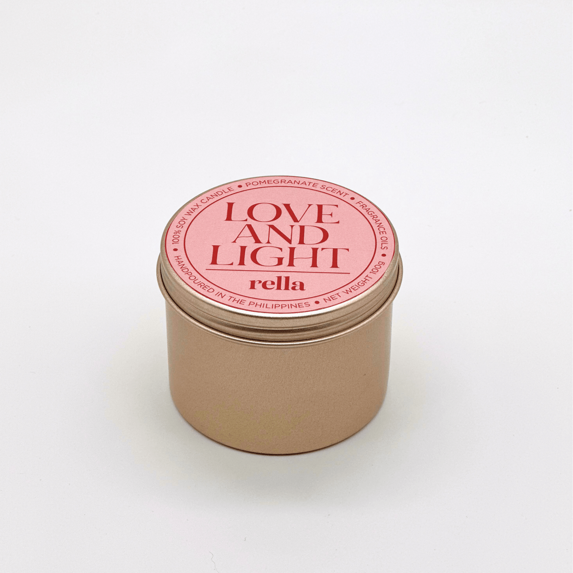 100g Love and Light: Pomegranate Scented Soy Wax Candle