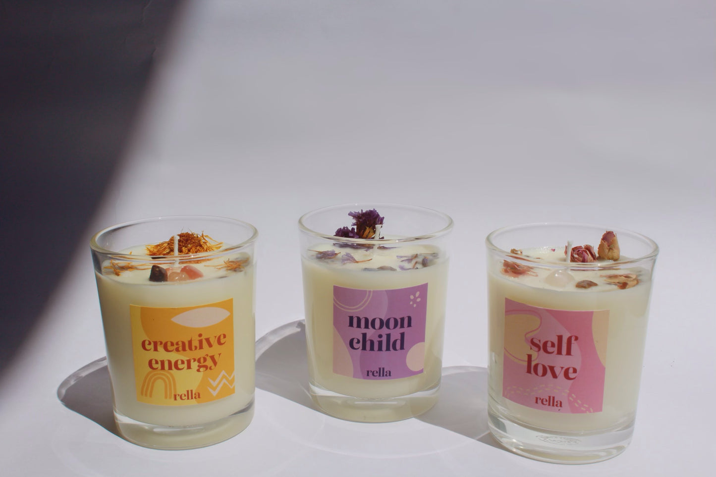 Manifestation Candles: Scented Soy Wax Candles infused with the energy of crystals
